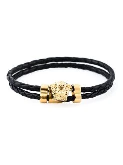 Versace bracelet Medusa en cuir de veau et métal