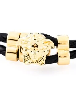 Versace bracelet Medusa en cuir de veau et métal