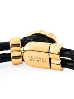 Versace bracelet Medusa en cuir de veau et métal