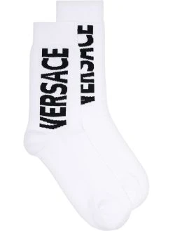 Versace chaussettes à logo en intarsia