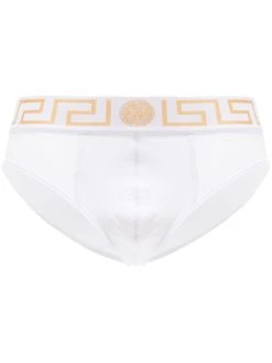 Versace slip en coton à bordure Greca