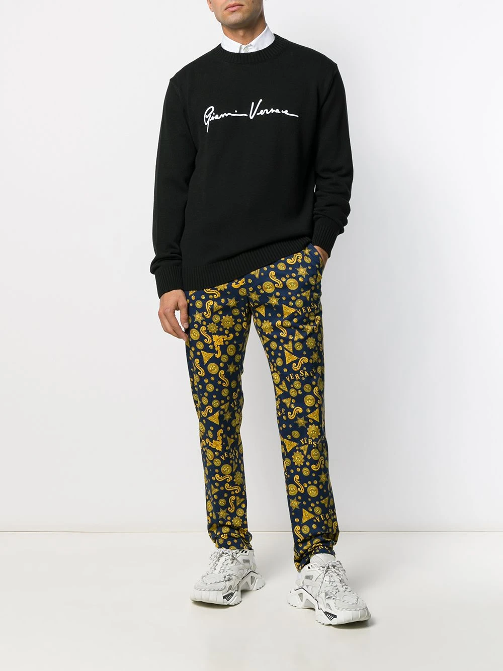 Authentique 100% Versace Pull à logo brodé pulls homme 4 Versace pull à logo brodé