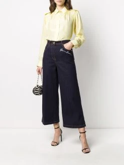 Versace pantalon crop à détails brodés