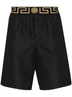 Versace short de bain à bande Greca