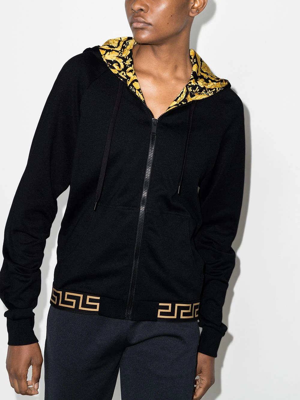 Qualité Supérieure Versace Sweat à capuche à doublure imprimée hoodies femme 4 Versace sweat à capuche à doublure imprimée