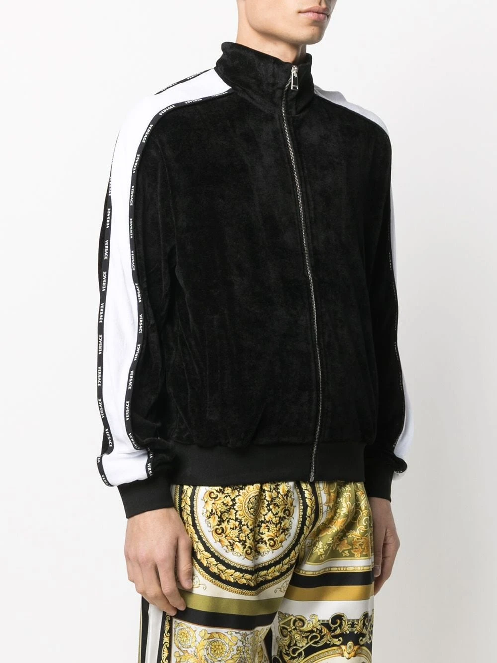 Versace Prix Allégé Veste zippée à bandes logos vestes légères homme 5 Versace veste zippée à bandes logos