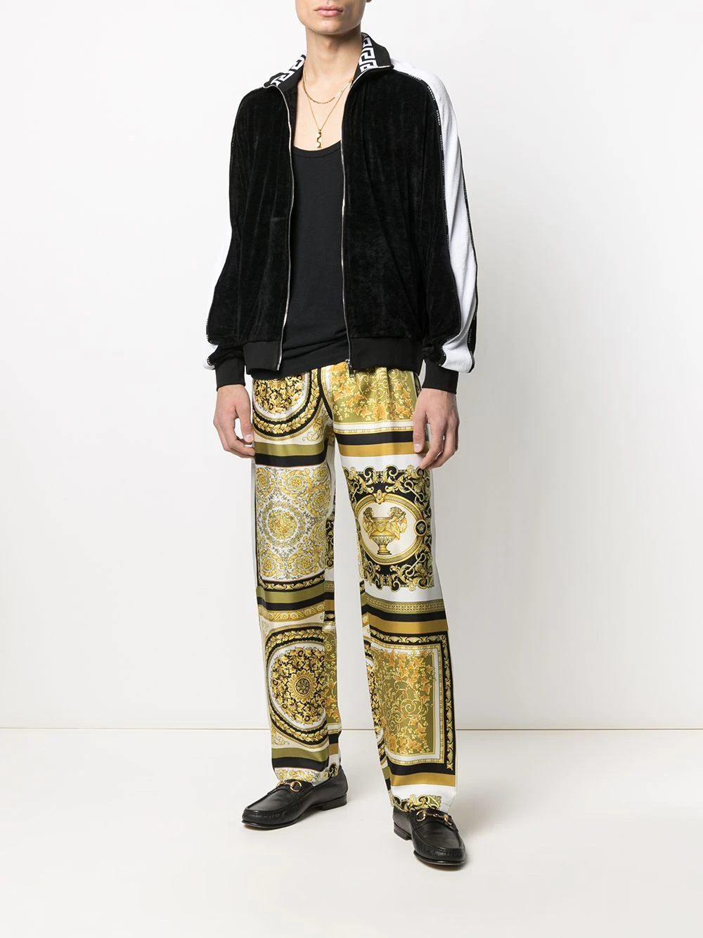 Versace Prix Allégé Veste zippée à bandes logos vestes légères homme 4 Versace veste zippée à bandes logos
