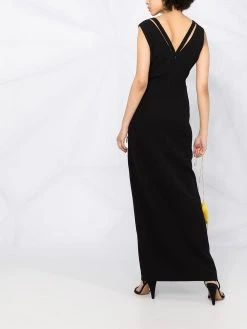 Versace robe longue à col v