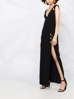 Versace robe longue à col v