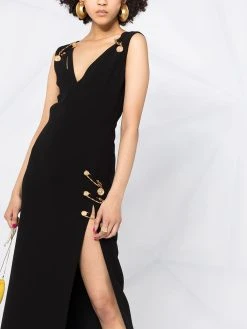 Versace robe longue à col v