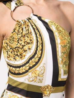 Versace robe imprimée à design à une épaule
