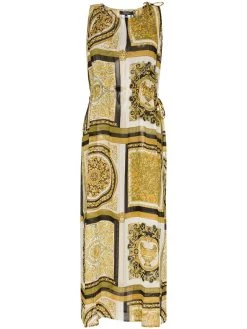 Versace robe en soie à motif Greca
