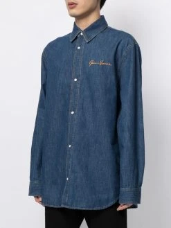 Versace chemise en jean à logo brodé
