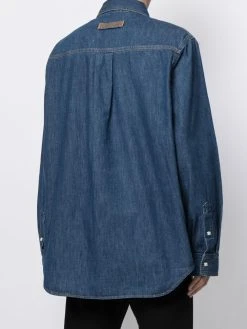 Versace chemise en jean à logo brodé