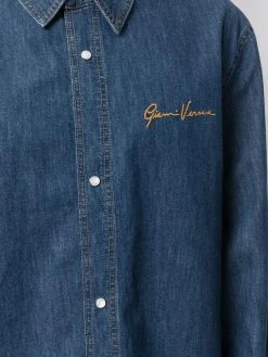 Versace chemise en jean à logo brodé