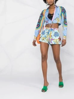 Versace short en jean à motif graphique