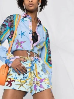 Versace short en jean à motif graphique