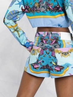 Versace short en jean à motif graphique