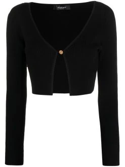 Versace cardigan crop en maille nervurée
