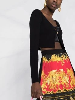 Versace cardigan crop en maille nervurée