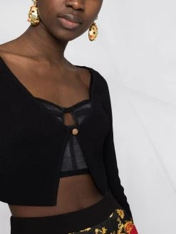 Versace cardigan crop en maille nervurée