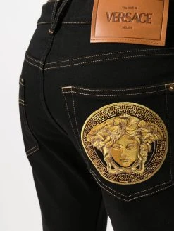 Versace jean droit à taille mi-haute