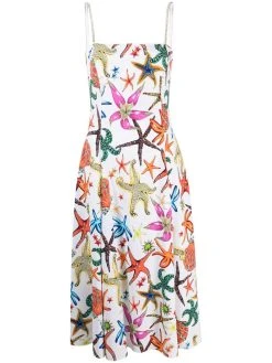 Versace robe mi-longue à imprimé Trésor De La Mer