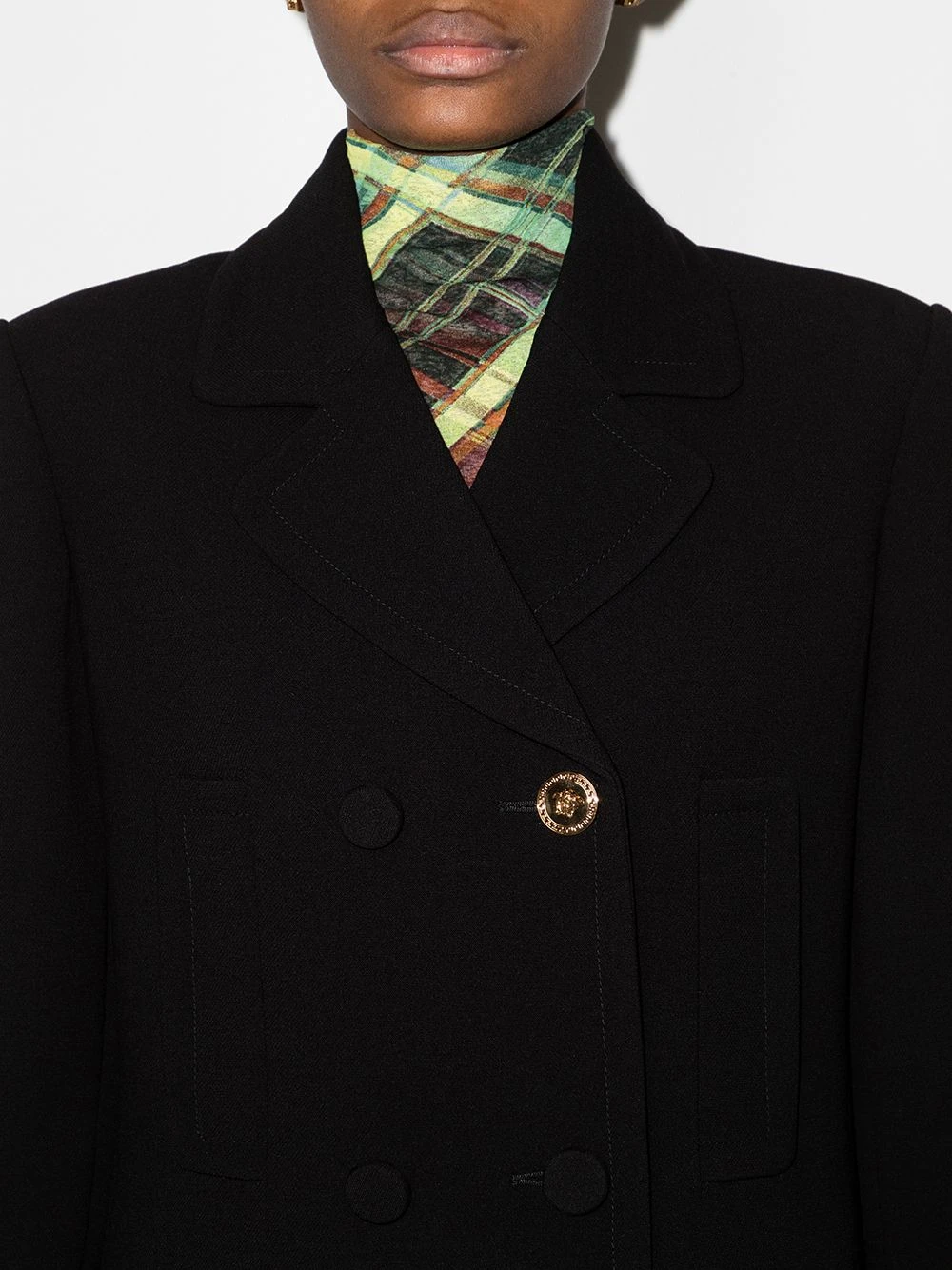 Versace excellente qualité Manteau croisé en laine manteaux croisés & cabans femme 6 Versace manteau croisé en laine