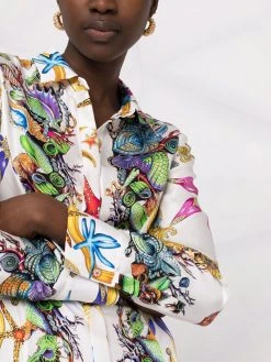 Versace robe-chemise à imprimé graphique