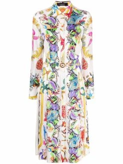 Versace robe-chemise à imprimé graphique