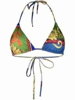 Versace haut de bikini à imprimé baroque