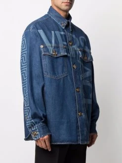 Versace veste en jean à détail Greca