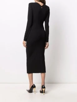 Versace robe mi-longue à épaulettes