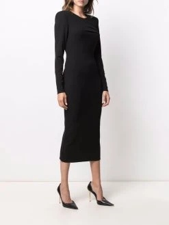 Versace robe mi-longue à épaulettes