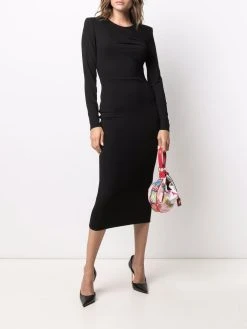 Versace robe mi-longue à épaulettes