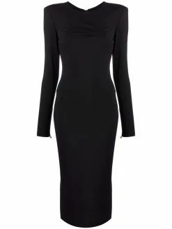 Versace robe mi-longue à épaulettes