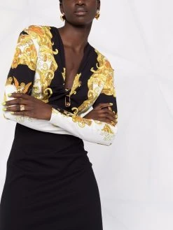 Versace robe mi-longue à imprimé Barocco