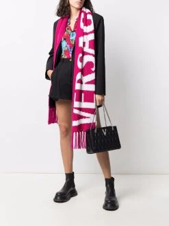 Versace écharpe à logo en maille intarsia