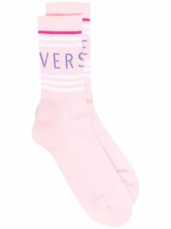 Versace chaussettes à logo en intarsia