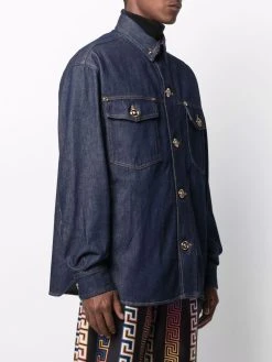 Versace veste en jean à boutonnière Medusa