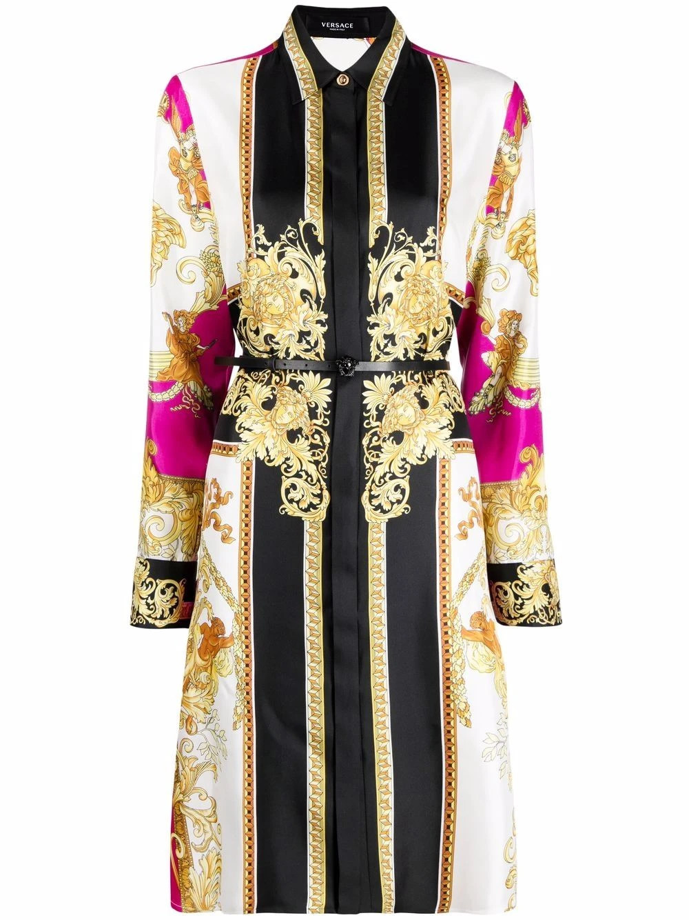 Versace Robe chemise en soie à imprimé Medusa Renaissance Qualité Garantie robes de jour femme 3 Versace robe-chemise en soie à imprimé Medusa Renaissance