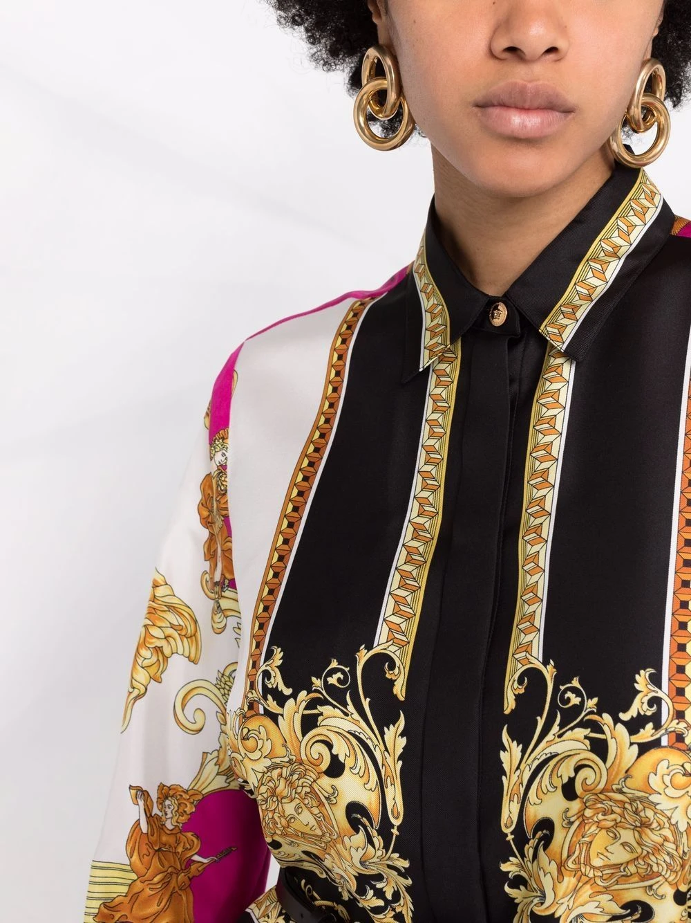 Versace Robe chemise en soie à imprimé Medusa Renaissance Qualité Garantie robes de jour femme 5 Versace robe-chemise en soie à imprimé Medusa Renaissance