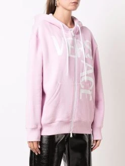 Versace hoodie zippé à logo imprimé