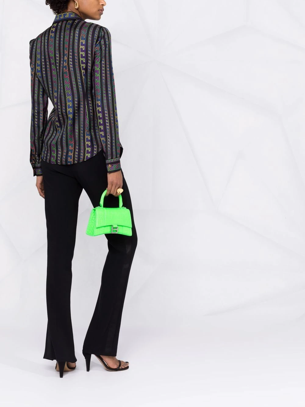 Versace Marchandise de première qualité Chemise en soie à imprimé Greca Neon chemises femme 8 Versace chemise en soie à imprimé Greca Neon