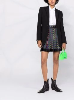 Versace jupe plissée à imprimé Greca Neon