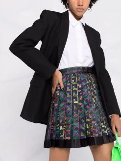 Versace jupe plissée à imprimé Greca Neon