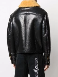 Versace veste à col en peau lainée