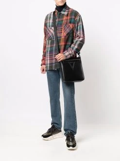 Versace sacoche en cuir à logo embossé