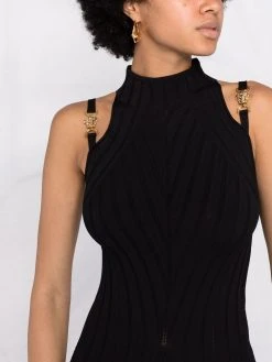 Versace robe mi-longue Medusa en maille nervurée