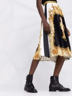 Versace jupe plissée à imprimé trompe l'œil
